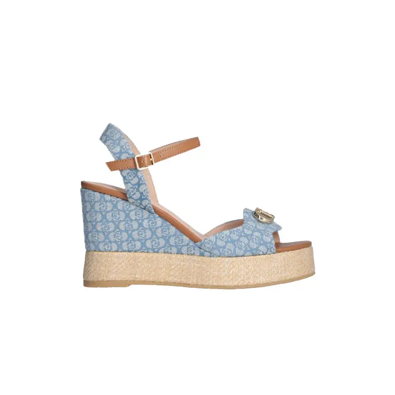 LIU JO SANDALIA ZEPPA EN DENIM MONOGRAM AZUL