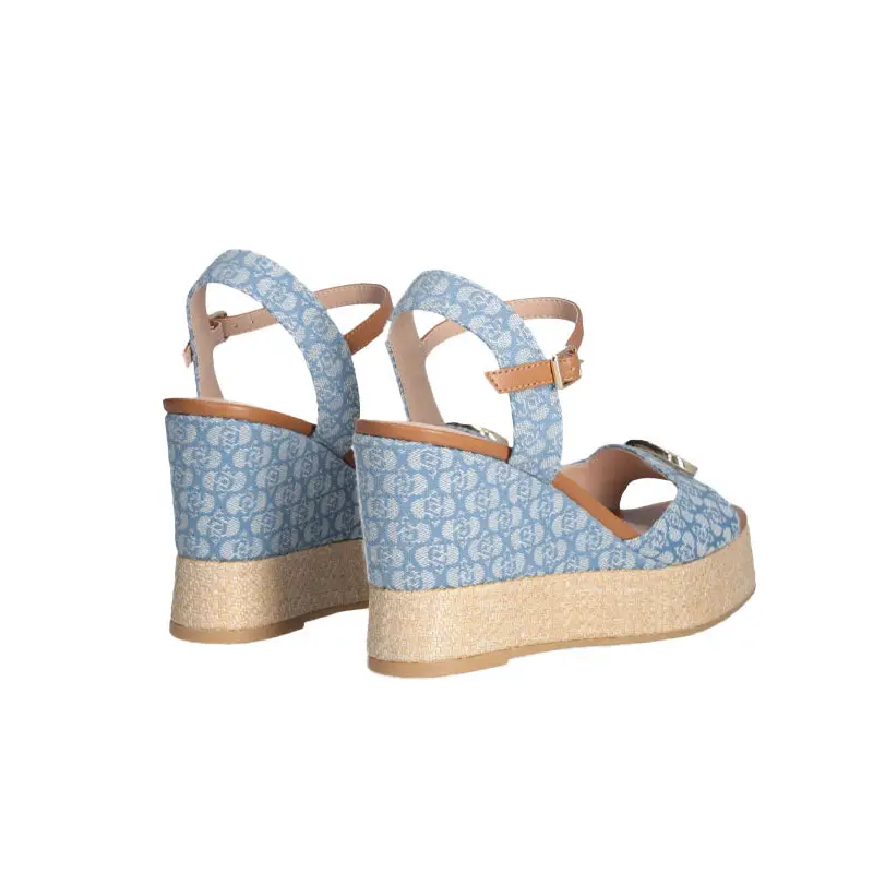 LIU JO SANDALIA ZEPPA EN DENIM MONOGRAM AZUL