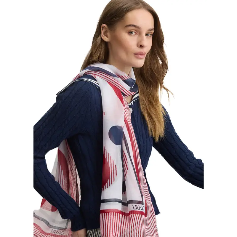 LIU JO SCARF/SHAWL ST.STRIP.ROSSO POMP. - TALLA ÚNICA / SIN c