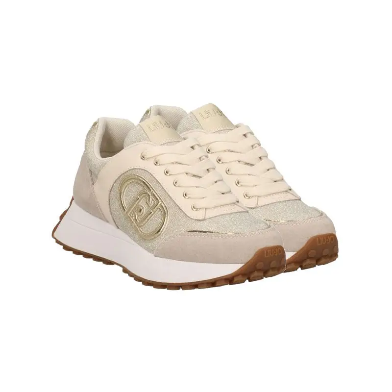 LIU JO SNEAKER COW SUEDE/LUREX MESH PURITY BEIGE