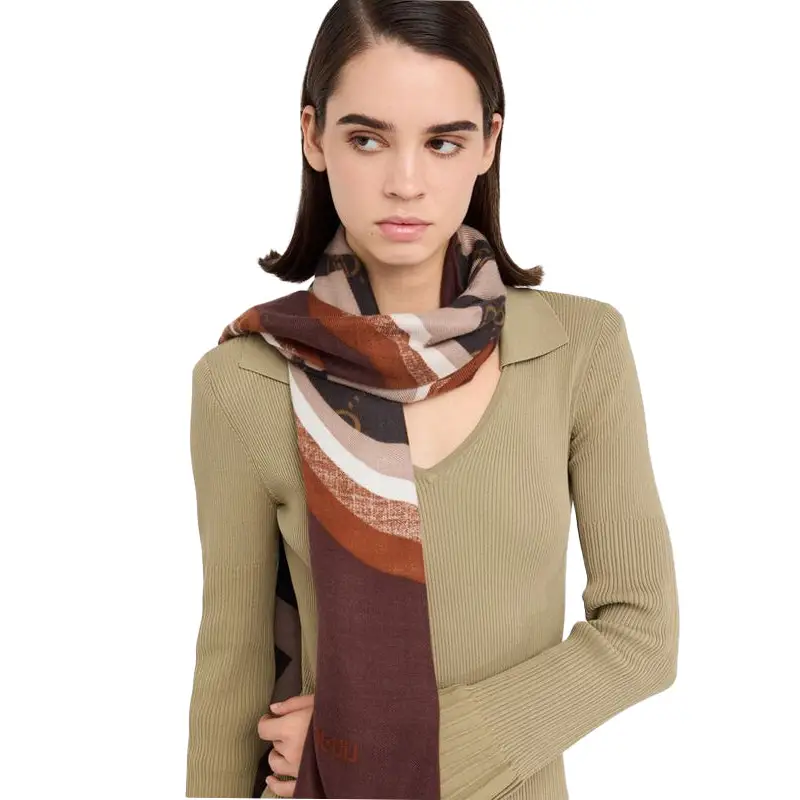 LIU JO STOLA PORTALOGO 70X180 NATURALE - 1 - textil