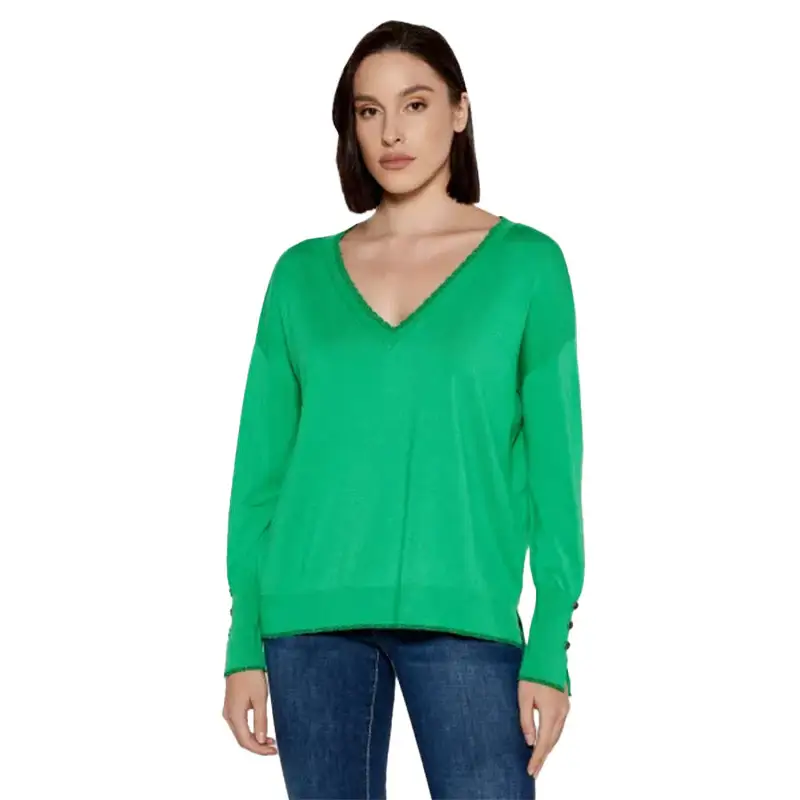 LIU JO SWEATER CON CUELLO EN V JELLY GREEN