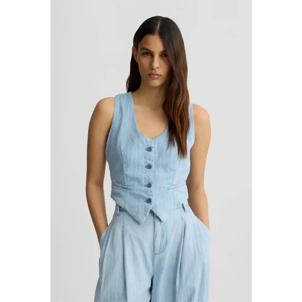 LIU JO WAISTCOAT DENBLUE LTSTRIPE W