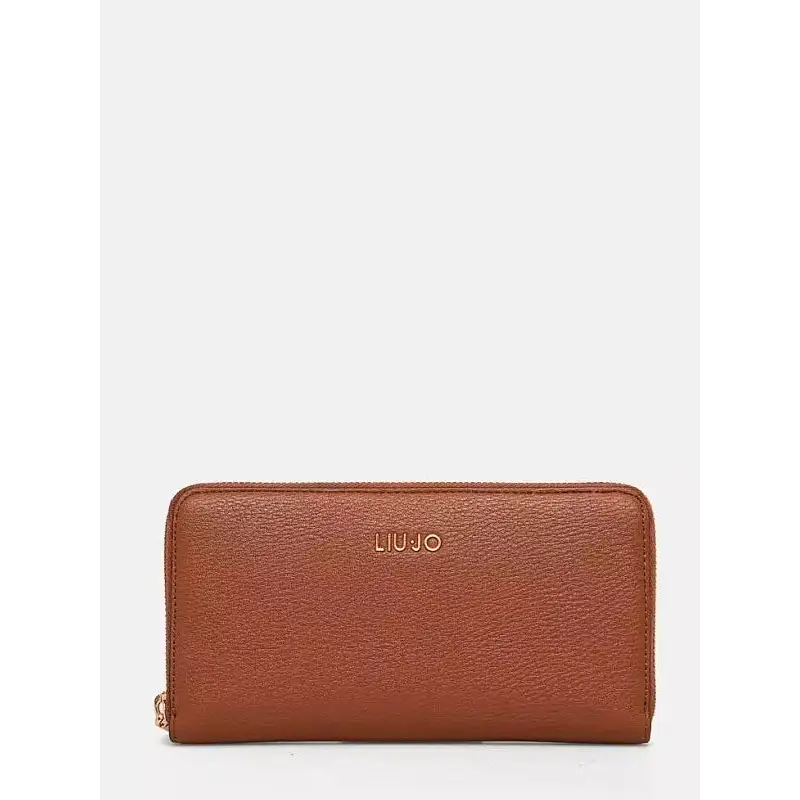 LIU JO WALLET WITH ZIP IN FAUX LEATHER MARRON