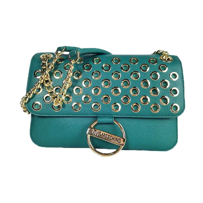LOVE MOSCHINO BANDOLERA VERDE CON TACHAS DORADAS - TALLA ÚNICA