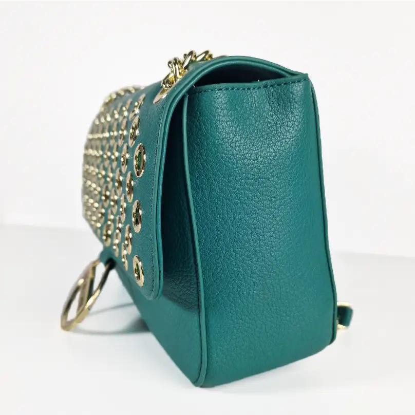 LOVE MOSCHINO BANDOLERA VERDE CON TACHAS DORADAS - TALLA ÚNICA