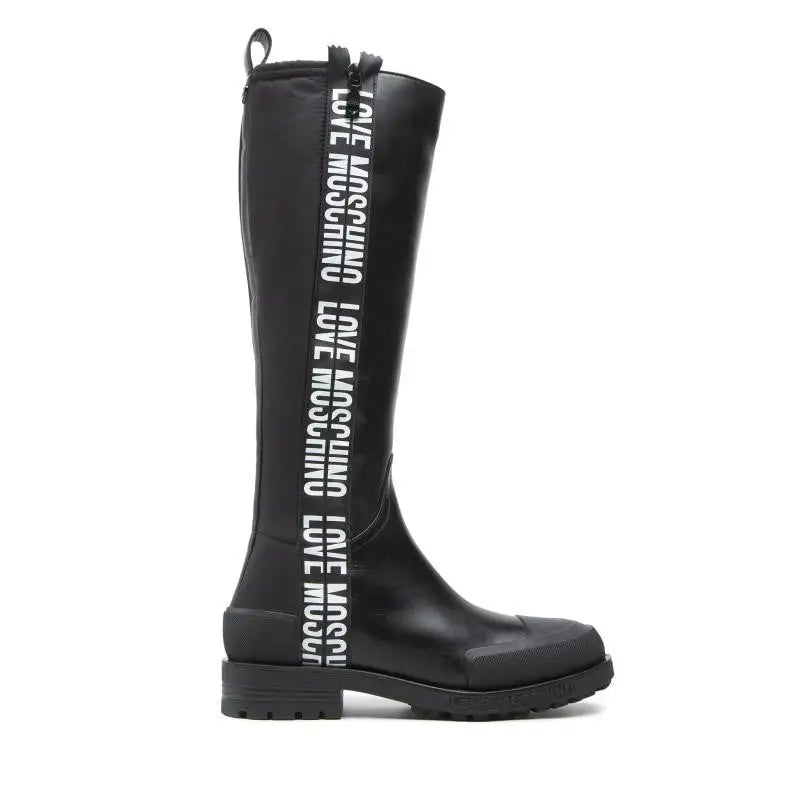 LOVE MOSCHINO BOTA ALTA BLACK CALF BLACK NYLON
