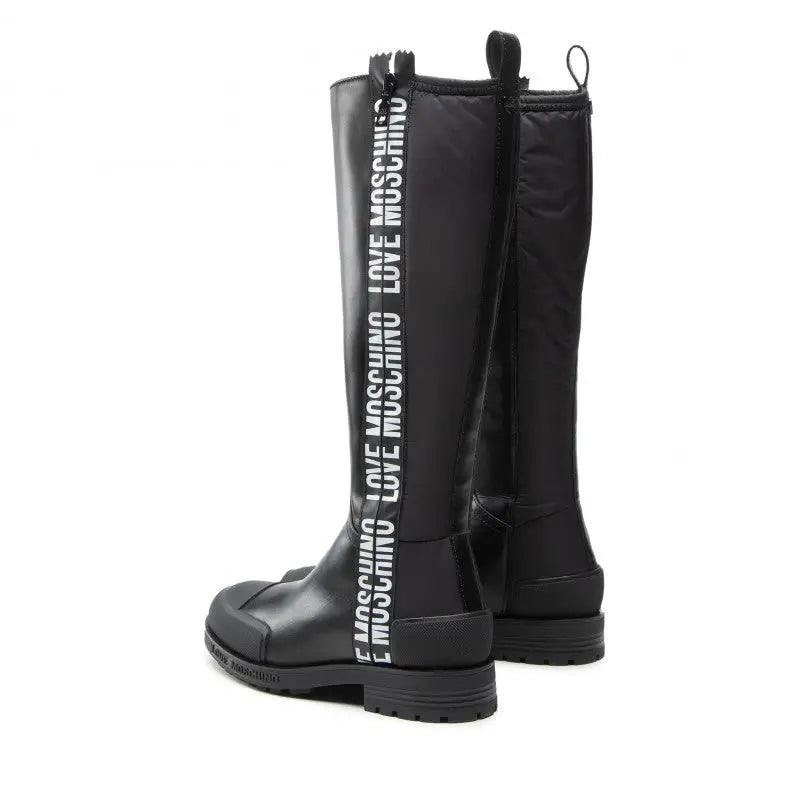 LOVE MOSCHINO BOTA ALTA BLACK CALF BLACK NYLON