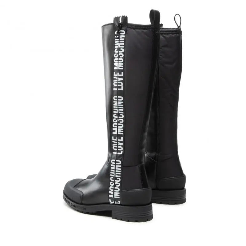 LOVE MOSCHINO BOTA ALTA BLACK CALF BLACK NYLON