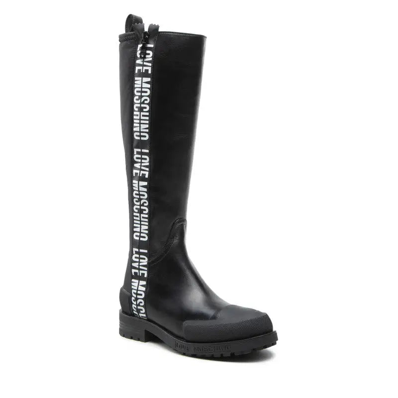 LOVE MOSCHINO BOTA ALTA BLACK CALF BLACK NYLON