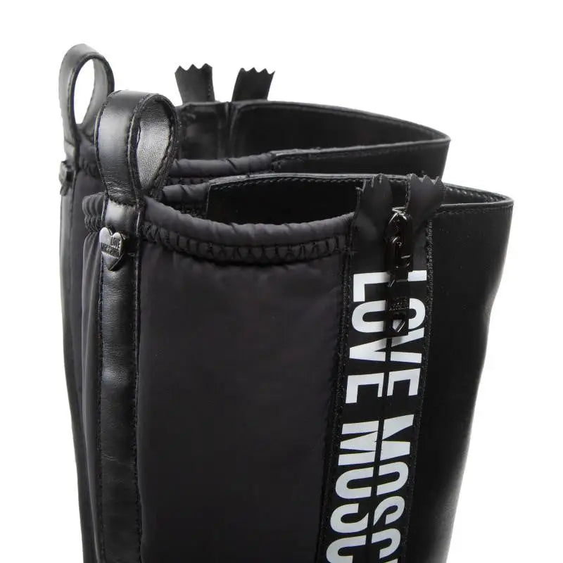 LOVE MOSCHINO BOTA ALTA BLACK CALF BLACK NYLON