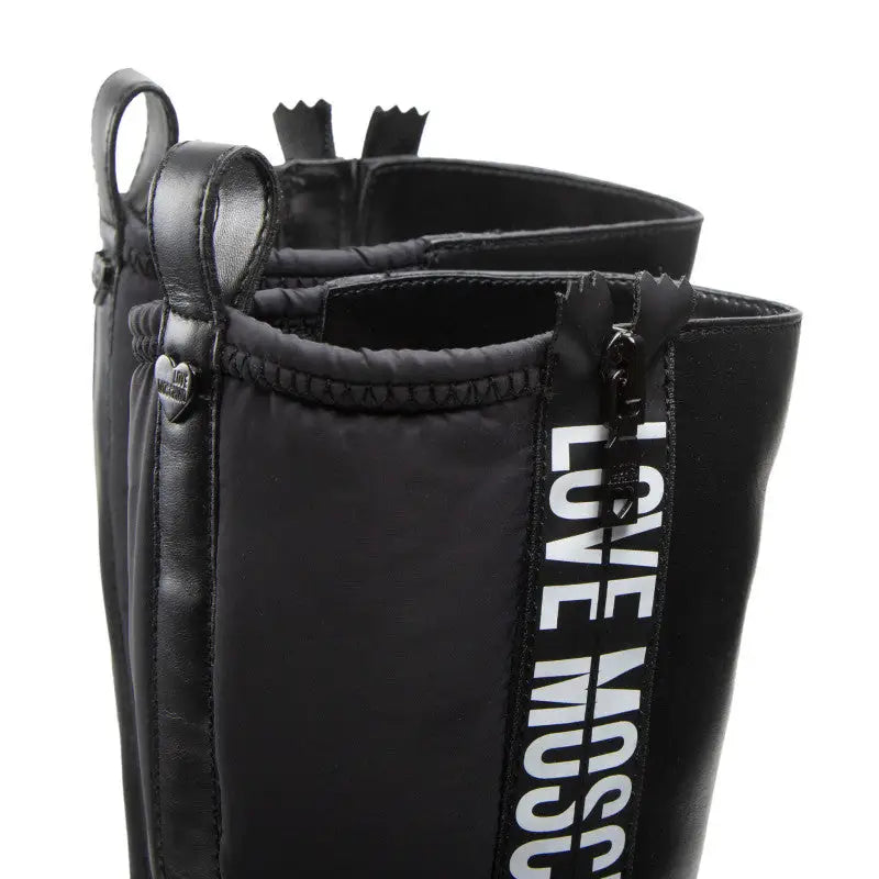 LOVE MOSCHINO BOTA ALTA BLACK CALF BLACK NYLON