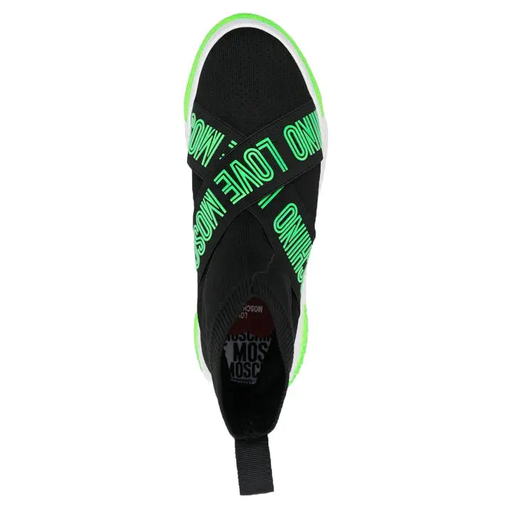 LOVE MOSCHINO CALCETÍN NEGRO Y FLUOR