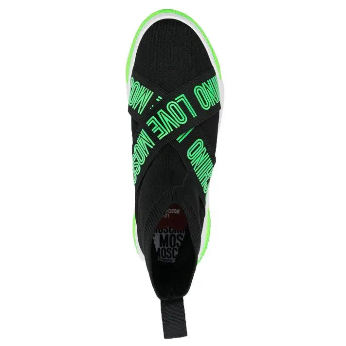 LOVE MOSCHINO CALCETÍN NEGRO Y FLUOR