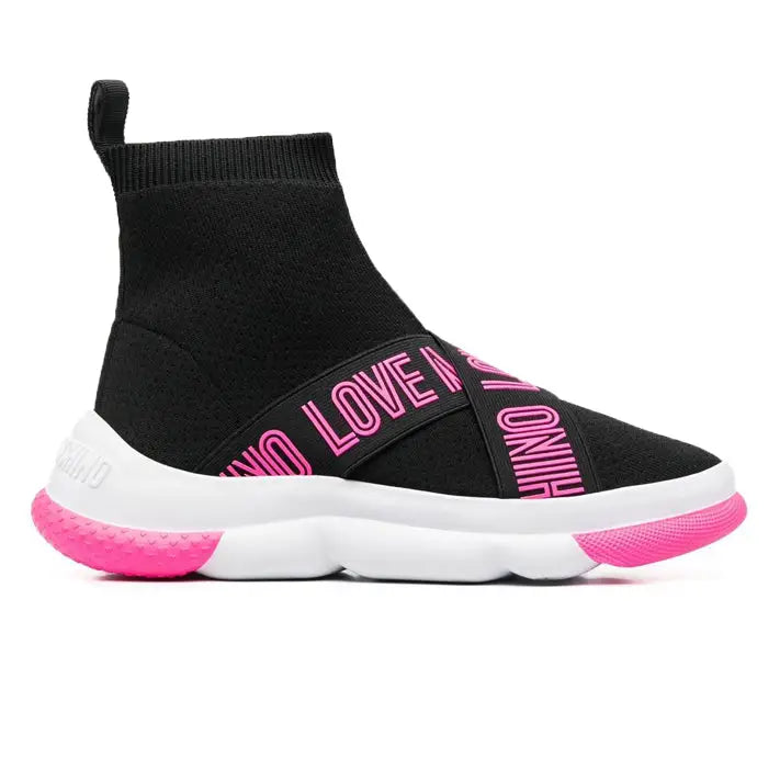 LOVE MOSCHINO CALCETÍN NEGRO Y ROSA