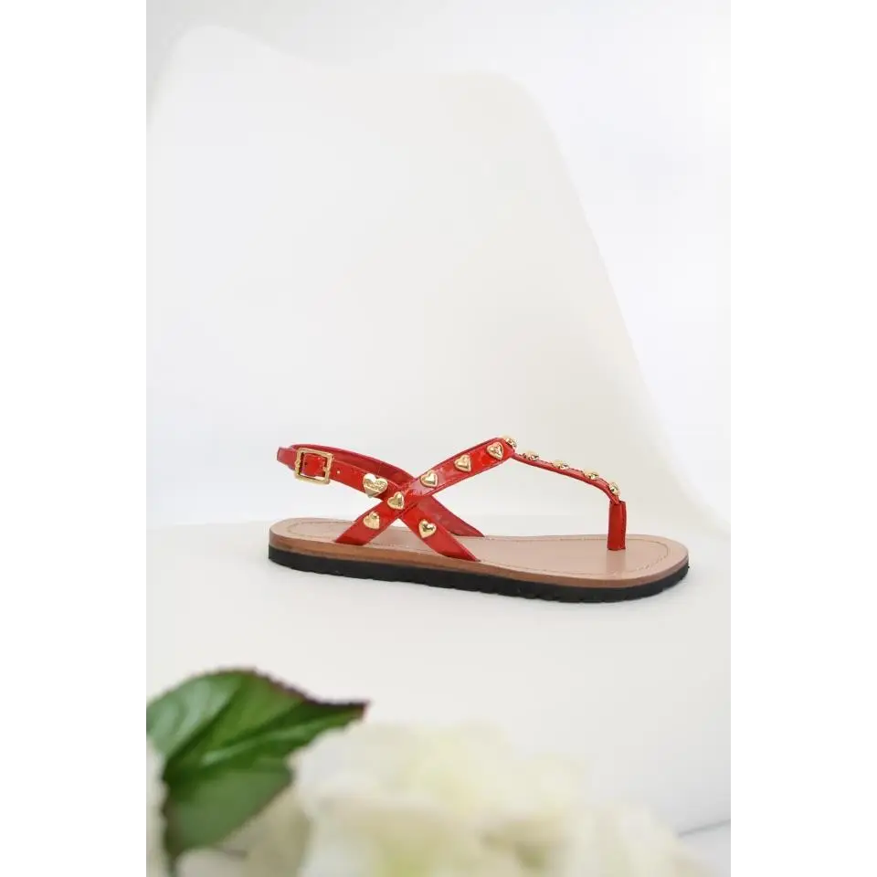 LOVE MOSCHINO SANDALIAS PLANAS ROJAS