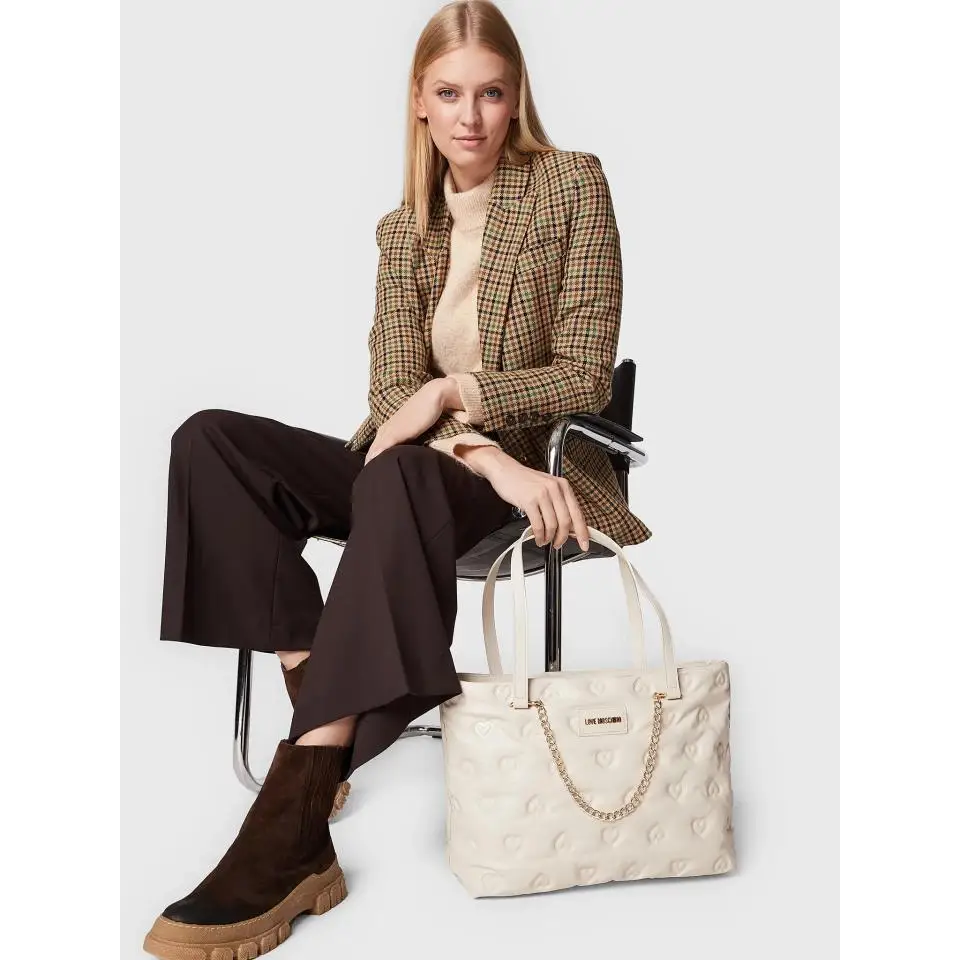 LOVE MOSCHINO SHOPPER ACOLCHADO MARFIL - TALLA ÚNICA