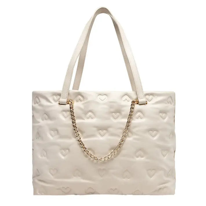 LOVE MOSCHINO SHOPPER ACOLCHADO MARFIL - TALLA ÚNICA