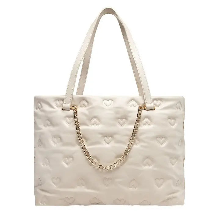 LOVE MOSCHINO SHOPPER ACOLCHADO MARFIL - TALLA ÚNICA