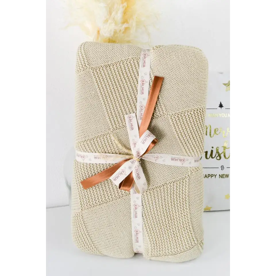 MANTA DE CUADROS BEIGE