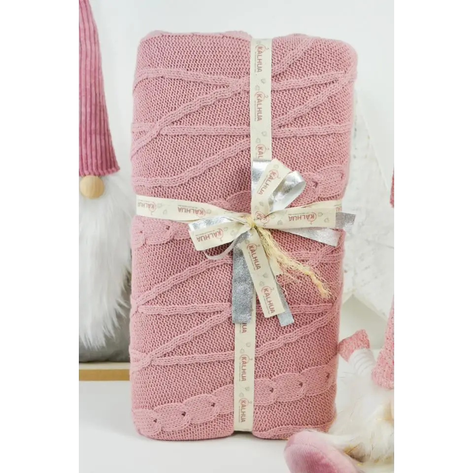 MANTA DE TRENZAS ROSA