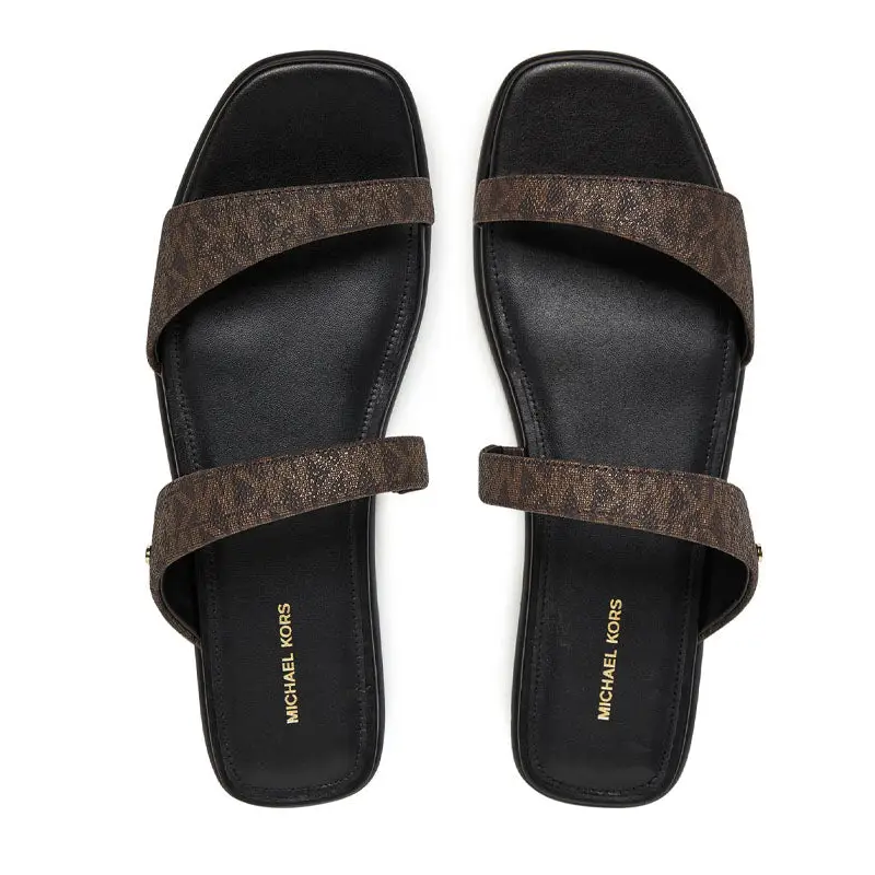 MICHAEL KORS JAIDA FLAT SANDAL BROWN BLACK