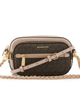 MICHAEL KORS JET SET PEBBLE EMB LTHR BROWN/SFTPINK