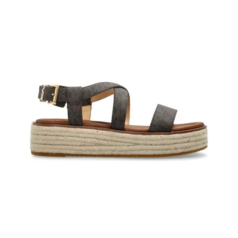 MICHAEL KORS LYNN SIGNATURE LOGO SANDAL MARRON