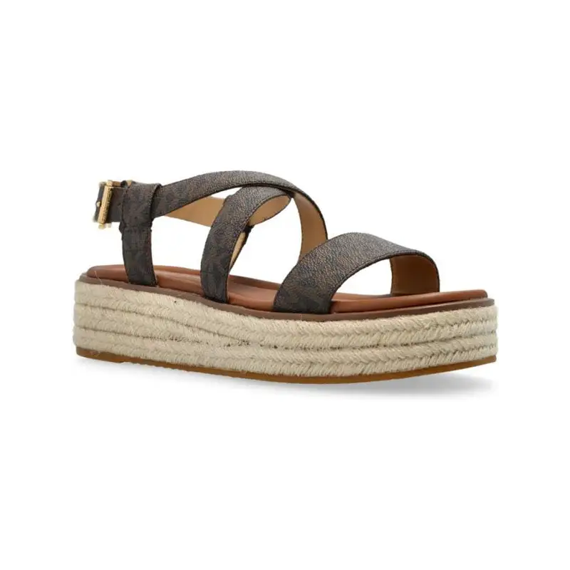 MICHAEL KORS LYNN SIGNATURE LOGO SANDAL MARRON