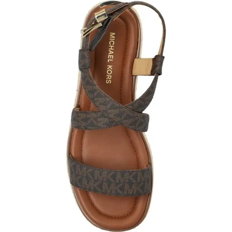 MICHAEL KORS LYNN SIGNATURE LOGO SANDAL MARRON