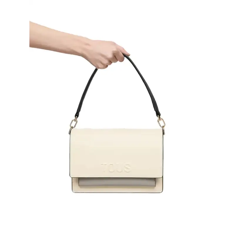 TOUS BANDOLERA M. AUDREE SAFFIANO BEIGE-GRIS - TALLA ÚNICA