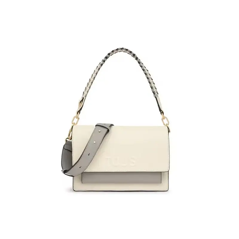 TOUS BANDOLERA M. AUDREE SAFFIANO BEIGE-GRIS - TALLA ÚNICA