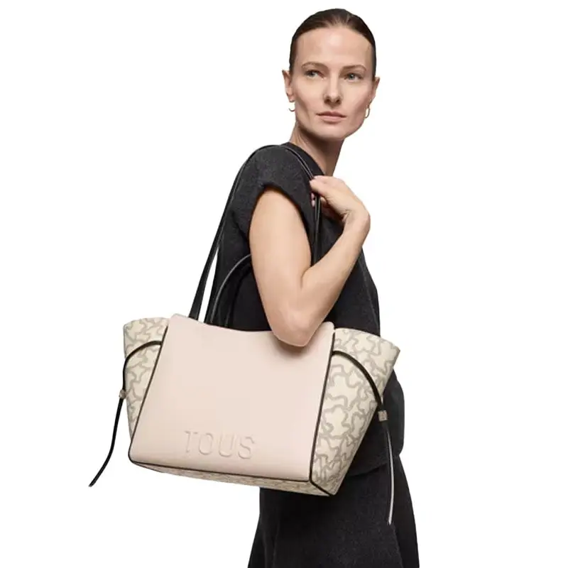 TOUS BOLSO CITY M. KAOS ICON BEIGE-NEGRO - TALLA ÚNICA