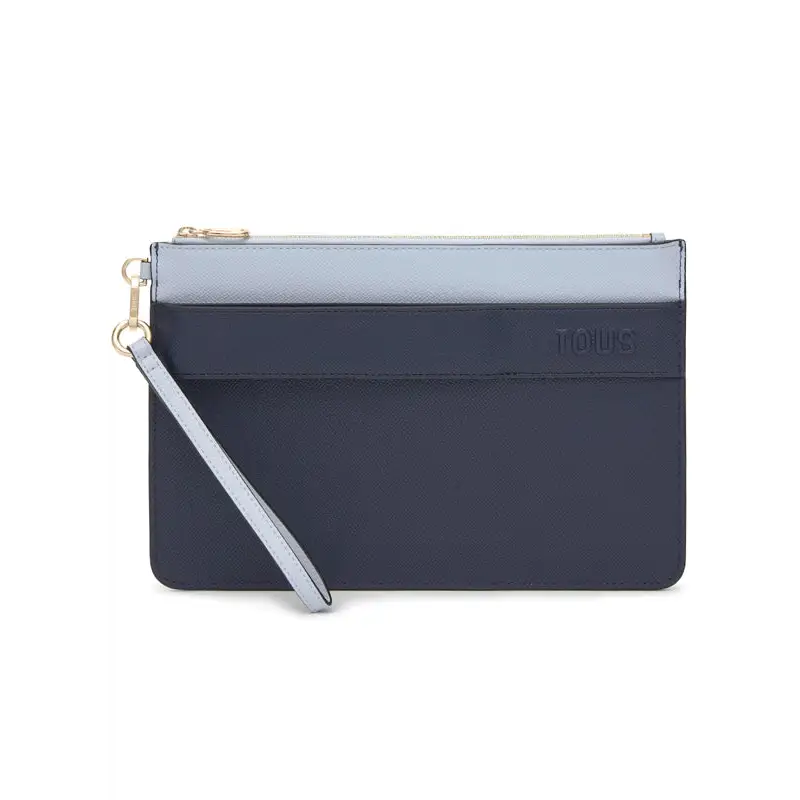 TOUS CLUTCH AUDREE SAFFIANO MARINO AZUL GRIS