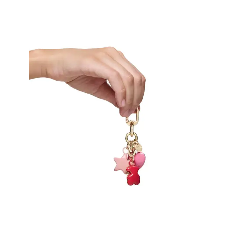 TOUS LLAVERO PUFFED MOTIFS ROJO-DORADO - 1 - textil