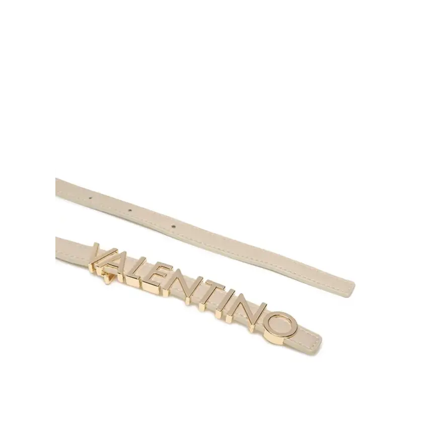 VALENTINO BAGS CINTURON LETRAS BEIGE ORO - ACCESORIOS-CINTURONES