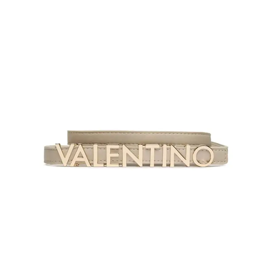 VALENTINO BAGS CINTURON LETRAS BEIGE ORO - ACCESORIOS-CINTURONES