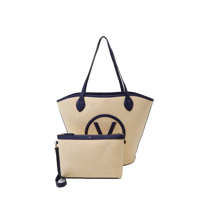 VALENTINO BAGS SHOPPER COVENT NATURAL/BLUE - TALLA ÚNICA