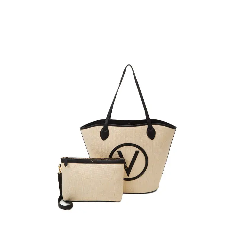 VALENTINO BAGS SHOPPER COVENT NATURAL/NEGRO - TALLA ÚNICA